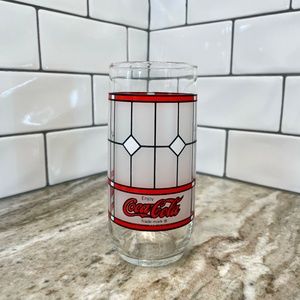 Vintage Coca-Cola Frosted Stained Glass Drinking Glassware Collectable 6"